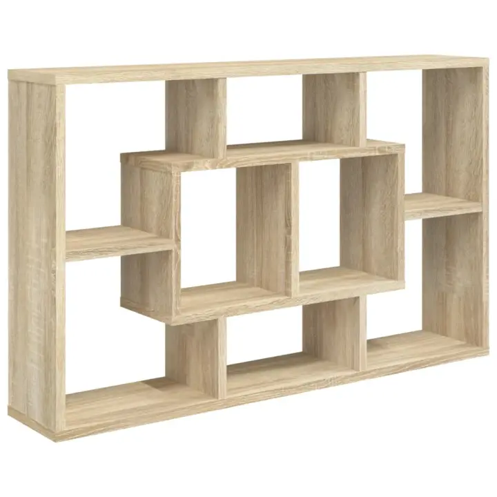 vidaXL Estantería pared madera ingeniería 85x16x52,5 cm Blanco, Negro, Roble Sonoma Mueble Almacenaje Estantería para Oficina, Estudio, Dormitorio Estantería/Librería/ mueble de Almacenamiento - 1
