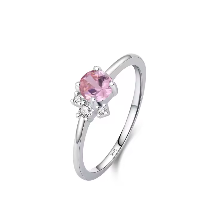 Zenyth-Anillo Romántico de Plata de Ley 925 with surrounded Pink para Mujer, Regalo de joyería de Aniversario del Día de San Valentín - 1