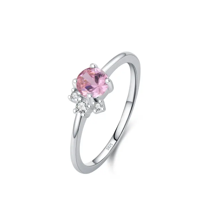 Zenyth-Anillo Romántico de Plata de Ley 925 with surrounded Pink para Mujer, Regalo de joyería de Aniversario del Día de San Valentín - 1