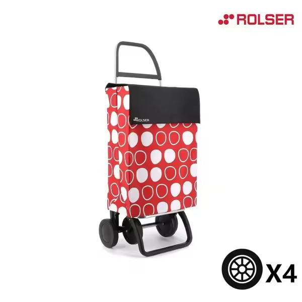 STARLEY-Carro de compra con 4 ruedas y cuerpo de aluminio, 43 litros, ROLSER, Dimensiones Abierto 4 Ruedas: 390 x 470 x 925 mm. Dimensiones Plegado: 390 x 215 x 1050 mm. - 1