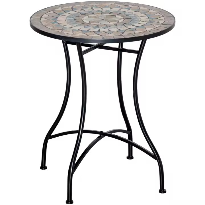 Mesa de Jardín Mesa Mosaic Mesa Bistro Redonda Verde Beige Blanco Cerámica Mosaic Superior Ø 60cm Jardín Balcón Patio - 1