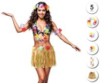 Disfraz Hawaiano Falda de Paja, 5 Pcs Set Hawaiano con Collar Pulsera Guirnalda Diadema Hawaiano, Falda Hawaiana Hierba para Niñas Mujer Adultos para Playa Fiestas Temáticas - details 4