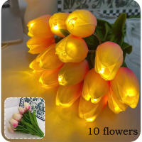 10Pcs Flores Artificiales De Tulipán LED Luz Nocturna Para Decoración De Jardín Hogar Bodas Cumpleaños Regalo Falso Flor Bouquet - details 1