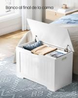 Baúl con tapa abatible, zapatero, caja para juguetes, multifunción, gran capacidad, tablero MDF, blanco, marrón - details 1