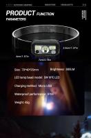 Linterna Frontal LED Recargable Mini Con Sensor Torch De Mano Para Camping Y Búsqueda De Emergencias Fuente De Luz Potente USB - details 13