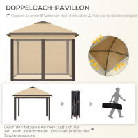 Cenador plegable Pop Up 3,3x3,3 M | Impermeable, A Prueba de Frío y UV50 + | Techo Doble with Paneles Laterales | Ideal para Jardín, Camping y Eventos | Color Beige, Diseño Portátil - details 4