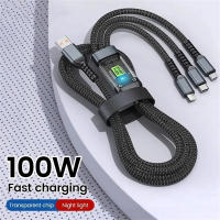 Cable De Carga Rápida 100W 3 En 1 Para iPhone Xiaomi Huawei Con Conector USB a Tipo C Y Micro USB Accesorio De Cargador Multifuncional - details 0