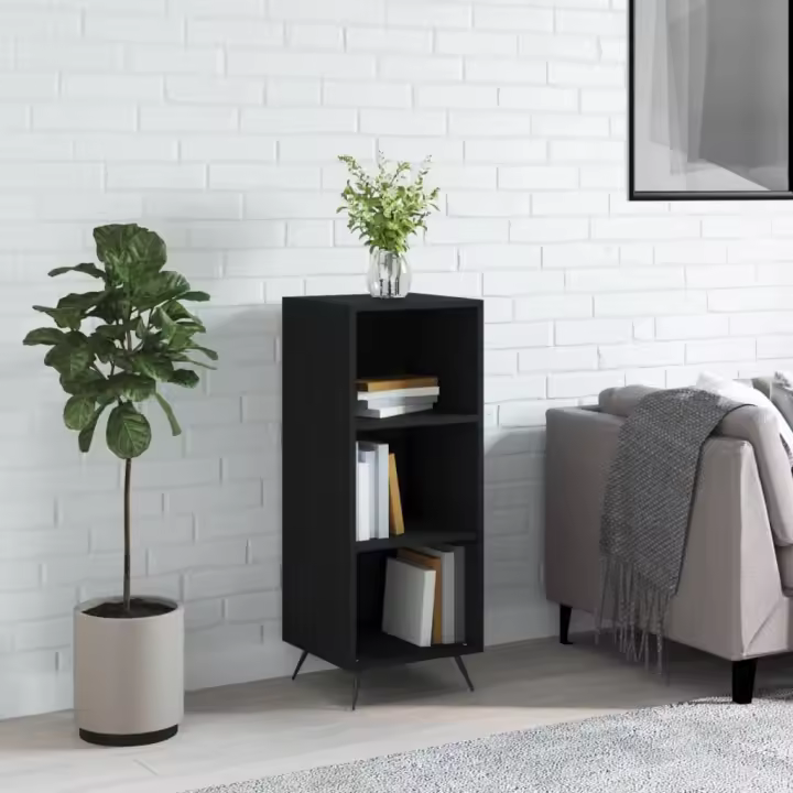 vidaXL Estantería madera de ingeniería negro 34,5x32,5x90 cm - 1