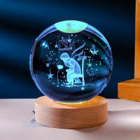 Bola De Cristal 3D Con Base De Madera Colorida Decoración Para Estudio Regalos De Cumpleaños Y Graduación Luz Nocturna Sin Bombillas Incluidas - details 4