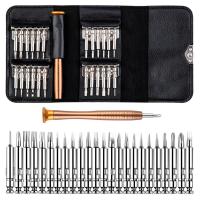 BARAC Destornilladores Precisión 25 en 1, Juego kit con Maletín de Cuero, Puntas Torx Plano, para PC, Iphone, Reloj, PS4 y Gafas, Destornillador Herramientas Mini con Punta Magnética - details 0