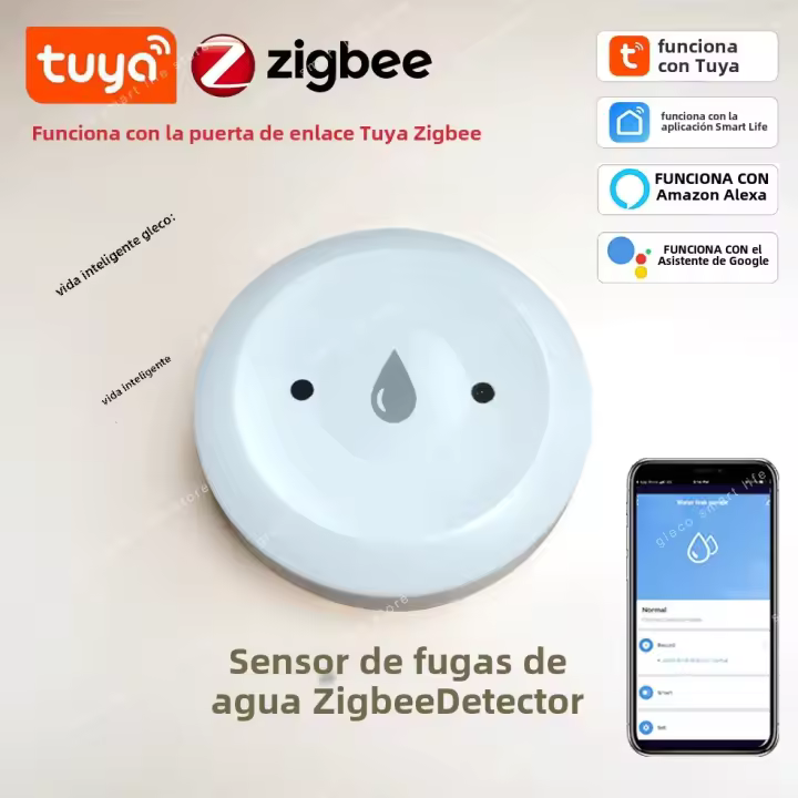 Detector De Fugas De Agua Smart Life Tuya Zigbee Sensor De Sobredemanda Para Cocina/Cuarto Sensor De Detención De Fugas Con Batería Incluida - 1