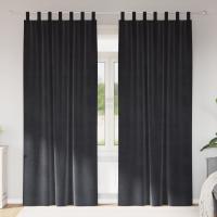 Cortinas Blackout vidaXL con lazos de colgar 2 pcs Gris oscuro terciopelo - details 0