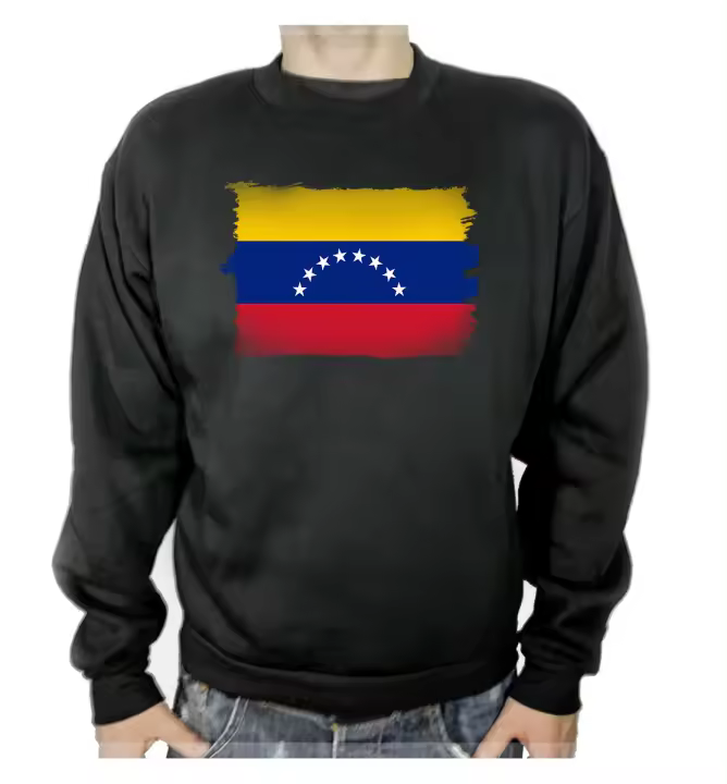 MERCHANDMANIA SUDADERA NEGRA bandera venezuela pais gobierno venezolano adulto poliester algodón sweatshirt - 1