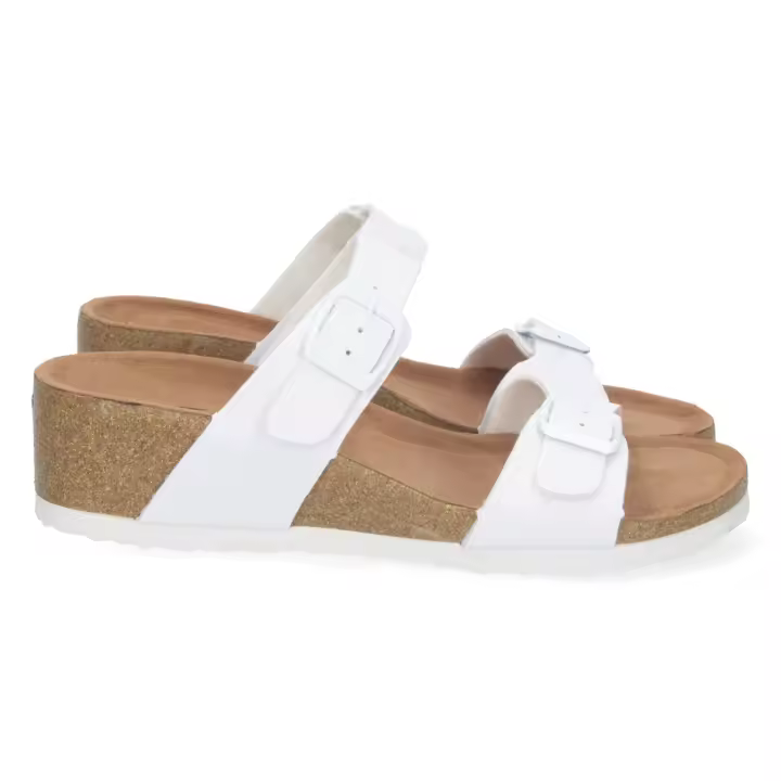 PuntoSalao Sandalias de cuña bio y hebilla mujer color blanco M-220 - 1