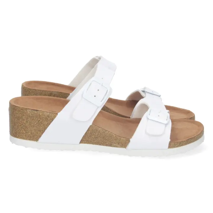 PuntoSalao Sandalias de cuña bio y hebilla mujer color blanco M-220 - 1