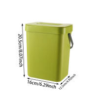 Cesta De Basura Ecológica De Plástico Verde Con Tapa Para Cocina Contenedor De Residuos Alimentos Pequeño Bins De Compostaje Montado En La Pared - details 1