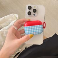 Funda Para AirPods 1/2/3/4 Y pro Con Colgante De Hongo Chequero Rojo Y Azul Diseño Lindo Y Protección Resistente De Plástico - details 3