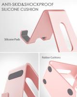 Soporte de escretorio de aluminio compatible con interruptor, todos los teléfonos inteligentes, iPhone 16, 15, 14, 13, 12, Mini Pro Max, Xs Max, Xr, X, Se 8, 7, 6, 6S más, SE 5, 5S, oro rosa - details 2