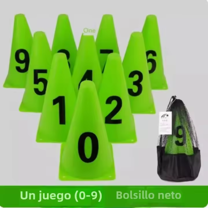 Barrel De Entrenamiento De Fútbol Digital Con Conos Triangulares Y Números 0-9 Para Bloqueo De Carretera Colorido Tamaño 23cm - 1