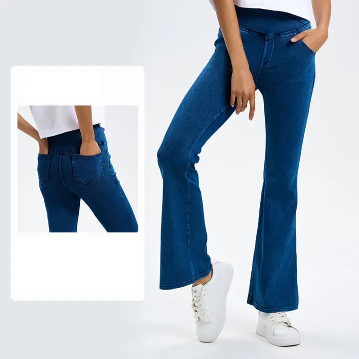 Leggings Tipo Vaquero Mujer Push Up con Cinturón Cruzada y Bolsos-Yoga Avanados - 1