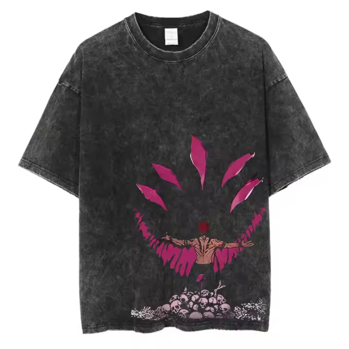 Camiseta De Anime Harajuku Verano 100% Algodón Manga Corta Sobredimensionada Vintage Streetwear Para Hombres - 1