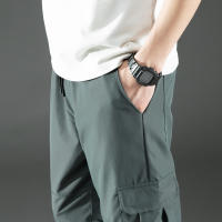 Pantalones De Cargo Para Hombre Con Cintura Media Y Diseño De Cordón Trousers Poliéster Adecuados Para Citas Y Escena Casual - details 13