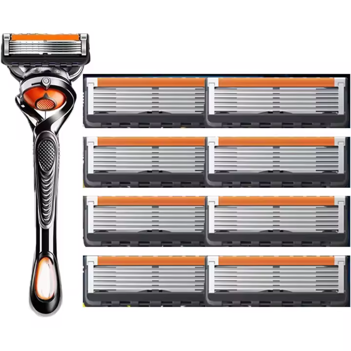 Set de GIFT de recambio para afeitadora facial de 5 Capas, un soporte para afeitadora, paquete de 8 accesorios de Hojas de afeitar - 1