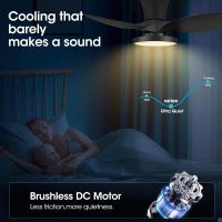 Ventilador de techo silencioso con luz LED, motor de CC, gran volumen de aire de 32 pulgadas, control remoto para cocina, dormitorio, comedor, patio - details 2