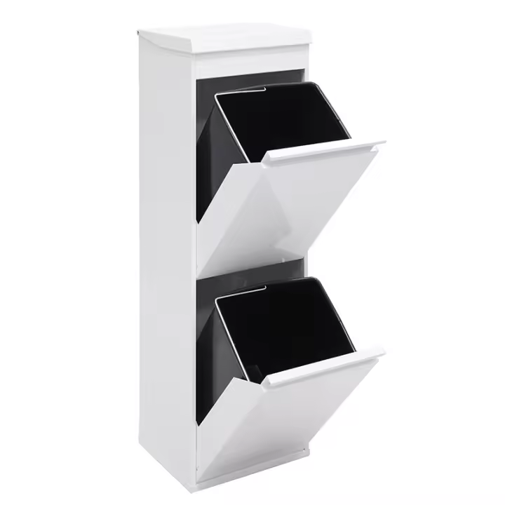 ARREGUI Top Cubo de Basura y Reciclaje de Acero de 2 Compartimentos con Bandeja Superior | Cubos de Basura de Cocina | Contenedores de Reciclaje para Casa u Oficina | 2x17L (34L) - 1