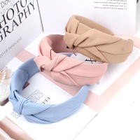 Nueva Moda Diademas Con Nudo Para Mujeres Color Sólido Cinta De Tela Ancha Accesorio De Cabello Suave Diadema Decorativa Para Todas Las Estaciones - details 4