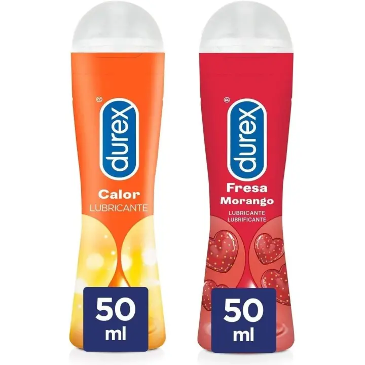 Durex Pack Lubricante Efecto Calor + Lubricante Sabor Fresa, Cosquilleo y Diversión, Base de Agua - Pack Ahorro 2x50 ml - 1