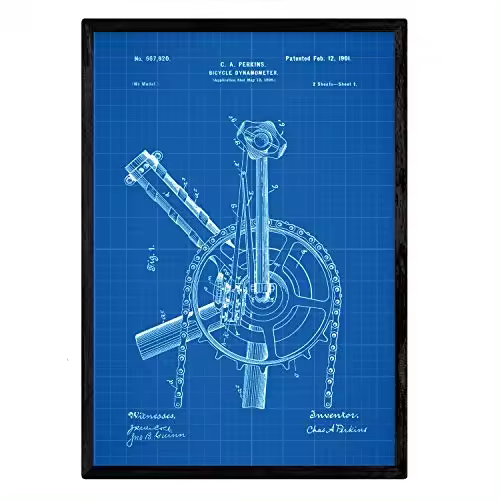 Nacnic Poster Con Patente De Dinamo Para Bicicleta. Lámina Con Diseño De Patente Antigua En Y Con Fondo Azul - 1
