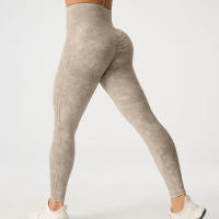 Pantalones De Yoga De Cintura Alta Con Acabado Frosted Para Mujer Pantalones De Entrenamiento Y Fitness Con Levantamiento De Glúteos Talla Fija Secado Rápido Y Sin Hierro Leggings De Exterior - details 12