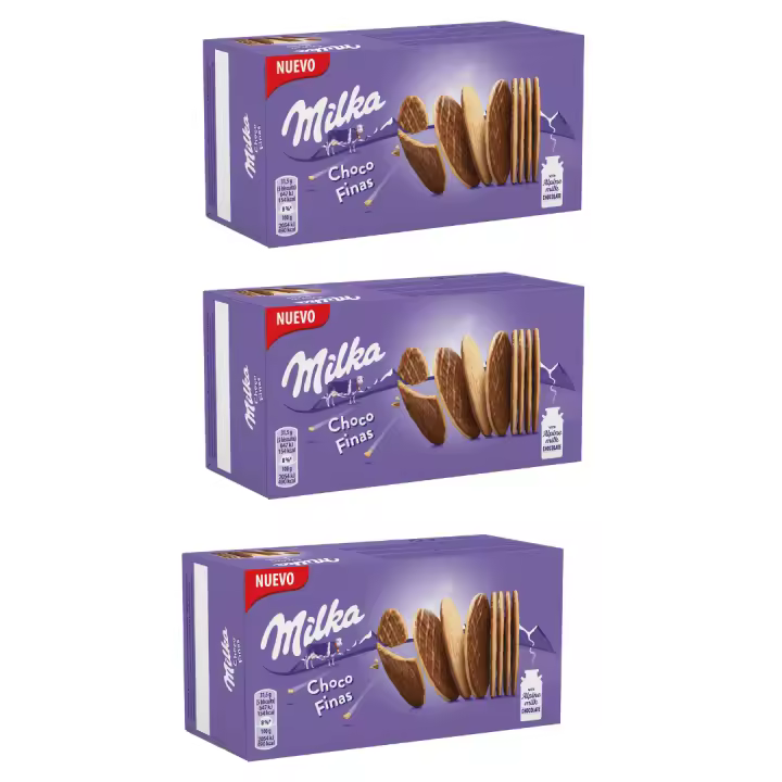 PACK DE 3 Milka Choco Finas Galletas con Chocolate con Leche de los Alpes 126 g - 1