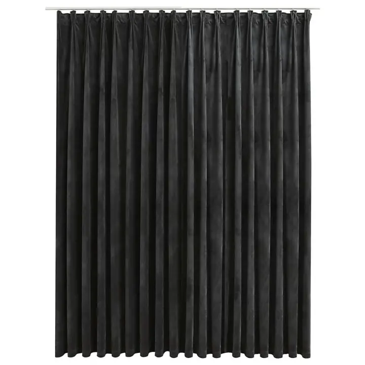 Cortina opaca con ganchos terciopelo gris antracita 290x245 cm - 1