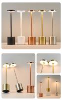 Lámpara De Mesa Recargable Táctil Metálica Con Luz Ambiental En 3 Colores Decorativa Para Club Y Dormitorio Luz Nocturna Retro - details 7
