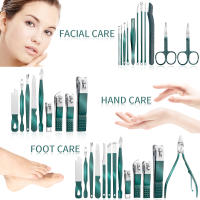 Juego De Tijeras Y Cortauñas De Acero Inoxidable Verde 7/13/24 Pcs Herramienta De Manicura Y Pedicura Portátil Set De Clipper Para Dedos Y Tobillos - details 2