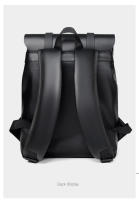 Mochila Negra De Cuero Genuino Para Hombre Bolsa De Viaje Casual Gran Capacidad Para Portátil De 14 Pulgadas Mochila Deportiva Con Manija Suave Estilo Preppy - details 16