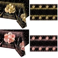 Mantel Desechable De 220x130 Cm Negro Y Oro Rosa Para Fiesta De Cumpleaños Decoración Para Hombres Y Mujeres Mantel Cubierta De Fiesta Suministros - details 1