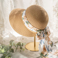 Sombrero De Sol Para Mujer Grande Con Hojas Y Lazo Protección Solar Y Sombra De Vacaciones De Verano Para La Playa - details 3