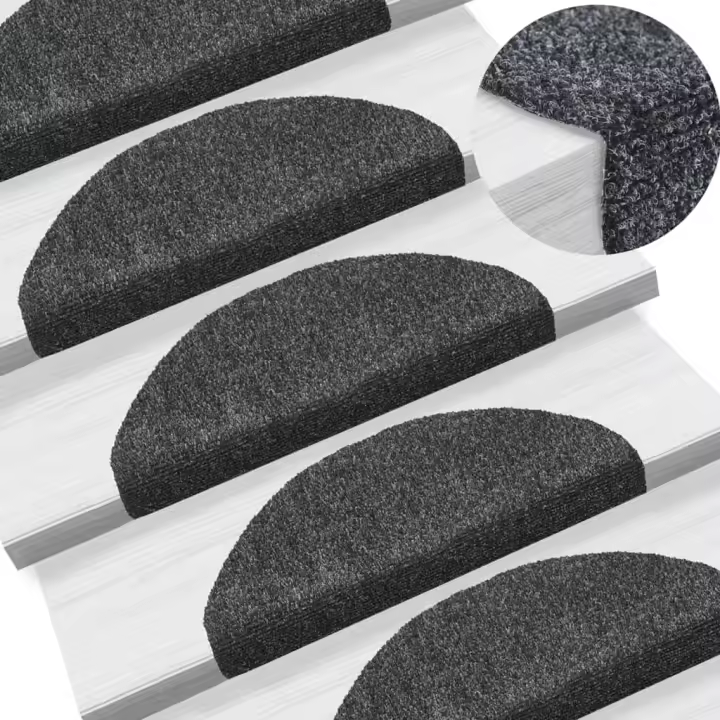 vidaXL Alfombrillas de escaleras autoadhesivas 10 uds gris 65x21x4 cm - 1