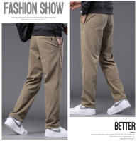 Pantalones De Corduroy Recto Para Hombre En Caqui Negro Gris Con Cintura Elástica Estilo Casual Suave Y Elástico Talla Baggy - details 11