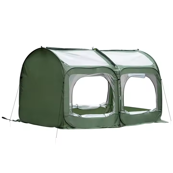 Outsunny Pop-Up Greenhouse Invernadero con 4 Puertas con Cremallera Marco Frío Casa de Tomate Acero PVC Transparente 245 x 120 x 132 cm - 1