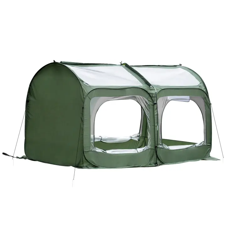 Outsunny Pop-Up Greenhouse Invernadero con 4 Puertas con Cremallera Marco Frío Casa de Tomate Acero PVC Transparente 245 x 120 x 132 cm - 1