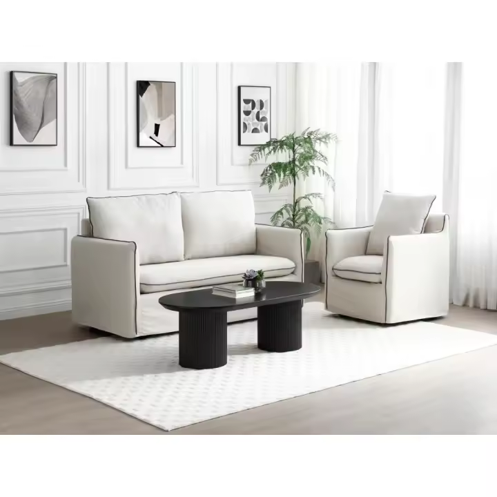 Vente-unique - Mesa de centro de MDF - Negro - LORIMILA - 1