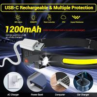 Linterna Frontal Recargable USB Impermeable Para Camping Y Pesca Lámpara De Trabajo Con Batería Integrada COB+LED Inducción - details 18