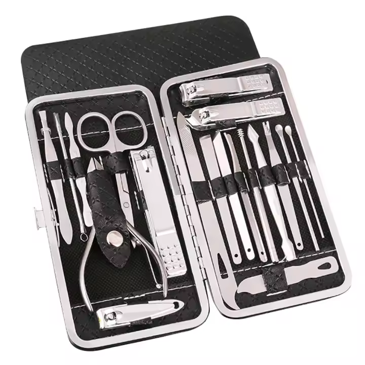 Juego De 19 Piezas Cortauñas En Acero Inoxidable Con Estuche Portátil Herramienta De Aseo Para Uñas Con Arte De Manicura - 1