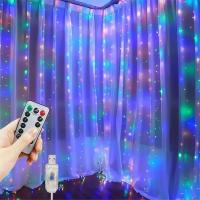 Luces De Cadena LED Para Cortina Decoración De Festival Y Navidad Con Control Remoto USB 8 Modos Iluminación Para Dormitorio Hogar Exterior - details 3