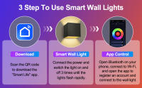 Lámpara De Pared Inteligente LED Control WIFI APP Alexa Google RGB CW 2700-6500K Cubo Ajustable IP65 Aluminio Impermeable Luz Moderna Para Exterior - details 6
