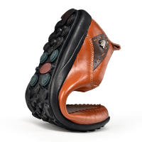 Zapatos Casuales Hechos a Mano Para Hombres Plataforma Plana Transpirables Zapatillas De Exterior Loafers Con Cubierta Superior De Cuero Split - details 18